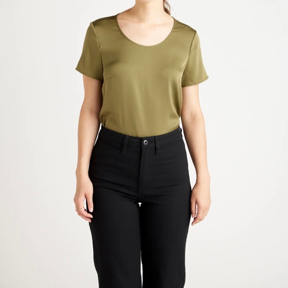 Olive Green 100% Silk Shirt